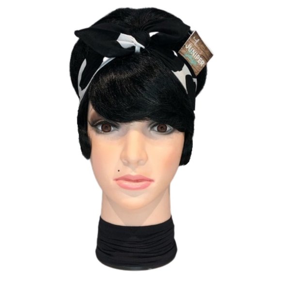 Cow Print Black and White Bandana Tie Headband - Picture 3 of 13